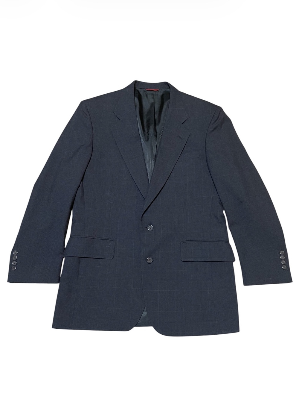 Jos. A. Bank 40R Navy Blue Windowpane Sport Coat Blazer USA Made 100% Wool